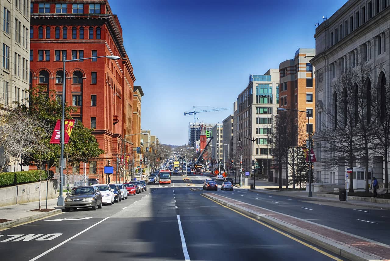 busy streets of washington dc downtown