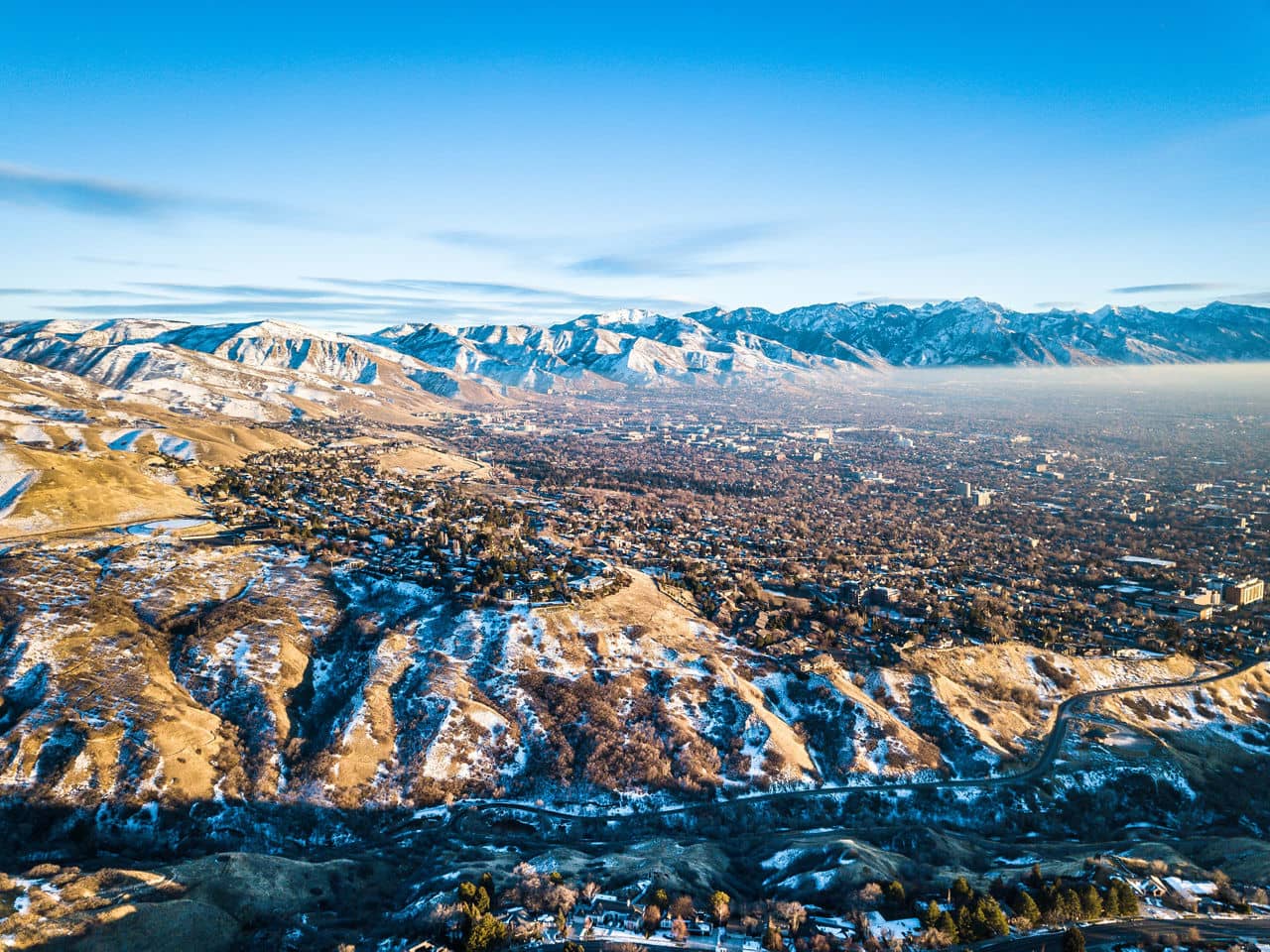 Birds eye view photo of Salt Lake City Utah