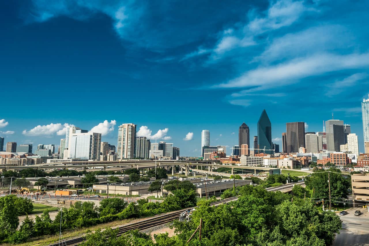 View of Downtown Dallas from the west looking east