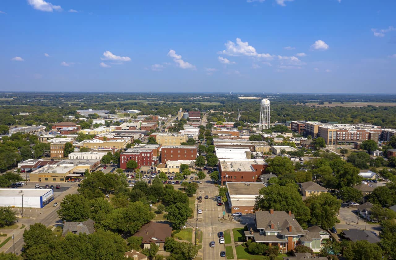 aerial view of downtown McKinney