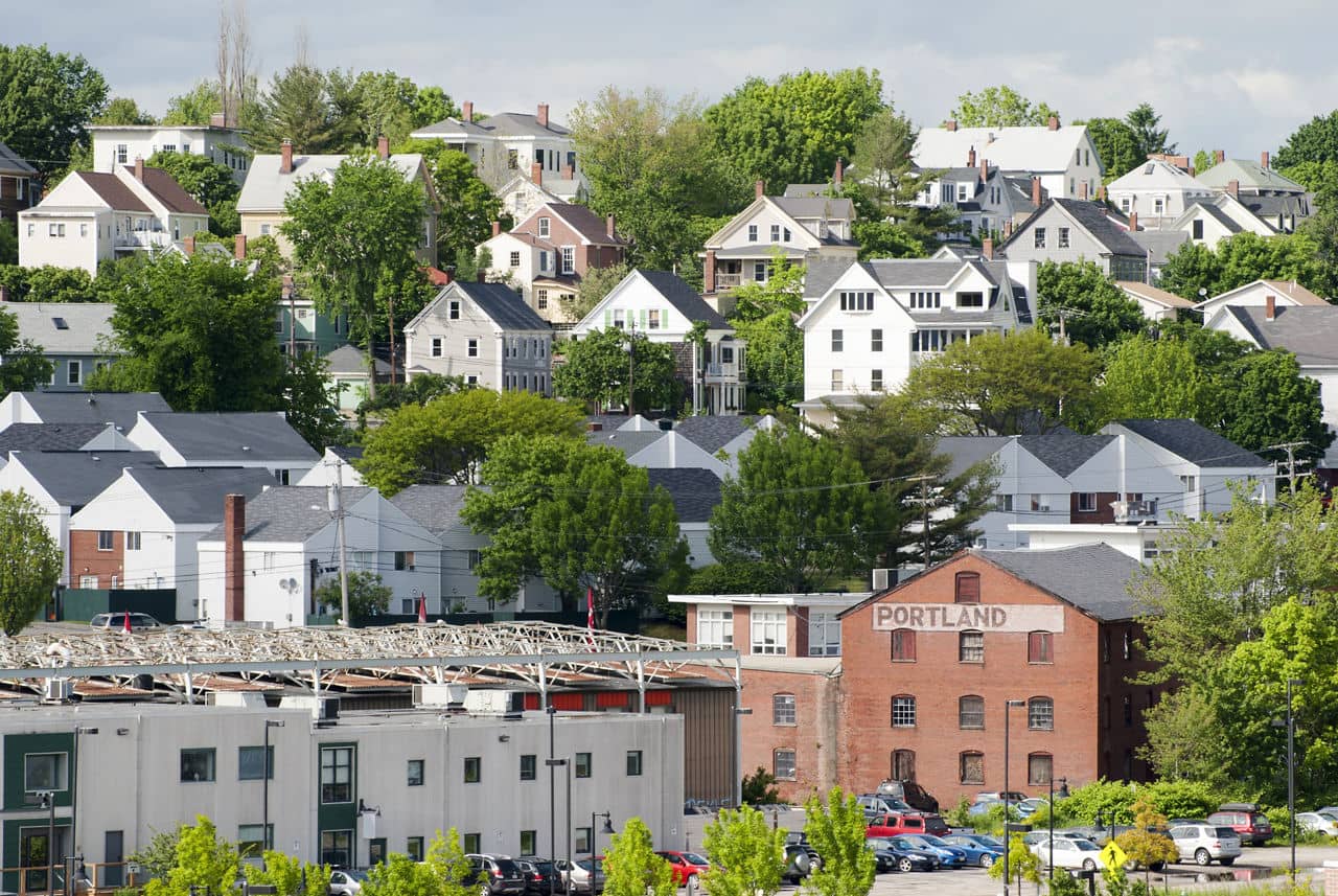 The view of Portland's residential area (Maine).