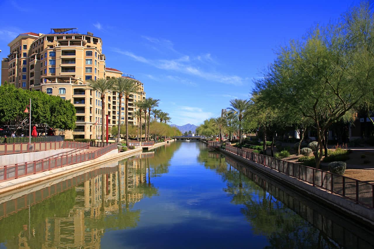 Apartments along the Arizona Canal in Scottsdale AZ