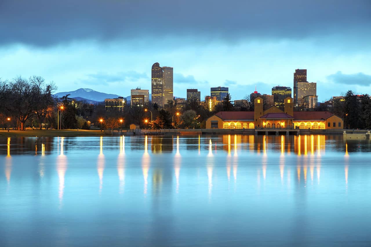 Downtown Denver, Colorado at the morning as seen from City Park