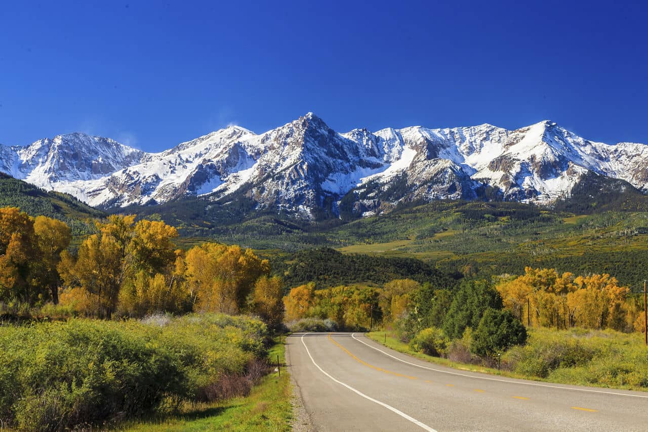 Countryside road, fall season in Colorado