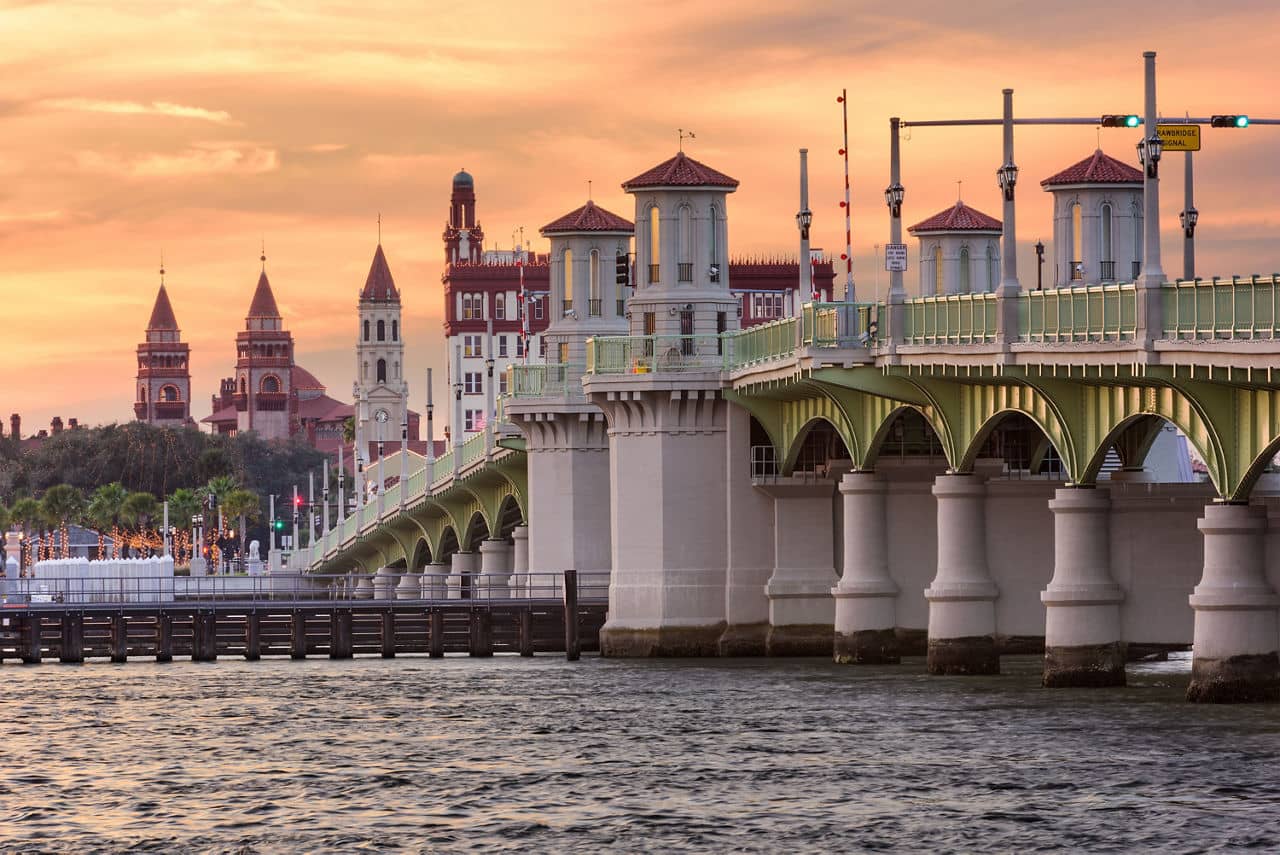St. Augustine, Florida, USA Skyline at Bridge of Lions.