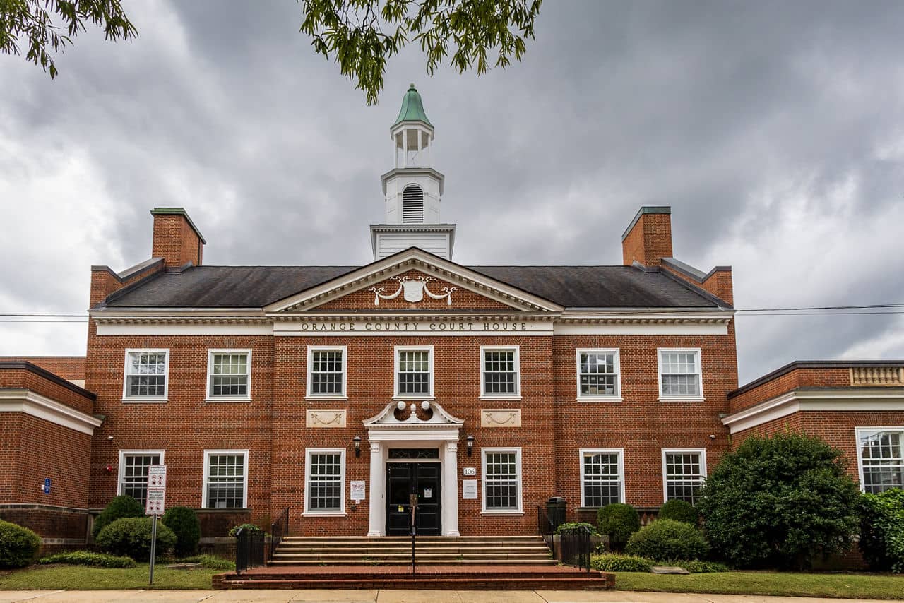 Hillsborough NC historic courthouse featuring red brick colonial architecture - Orange County North Carolina community