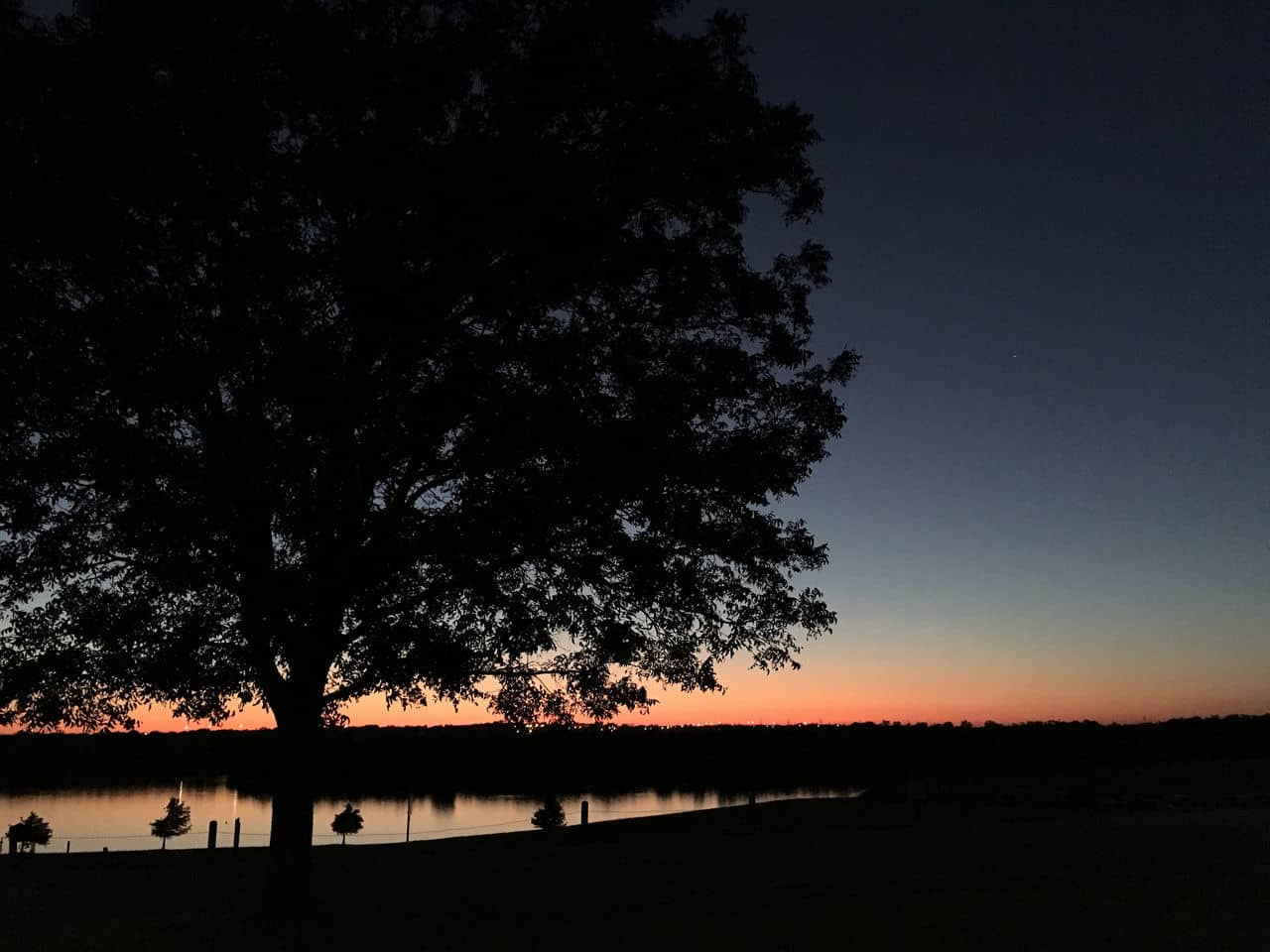 Sunset over lake in the Saginaw/Marine Creek neighborhood in Texas
