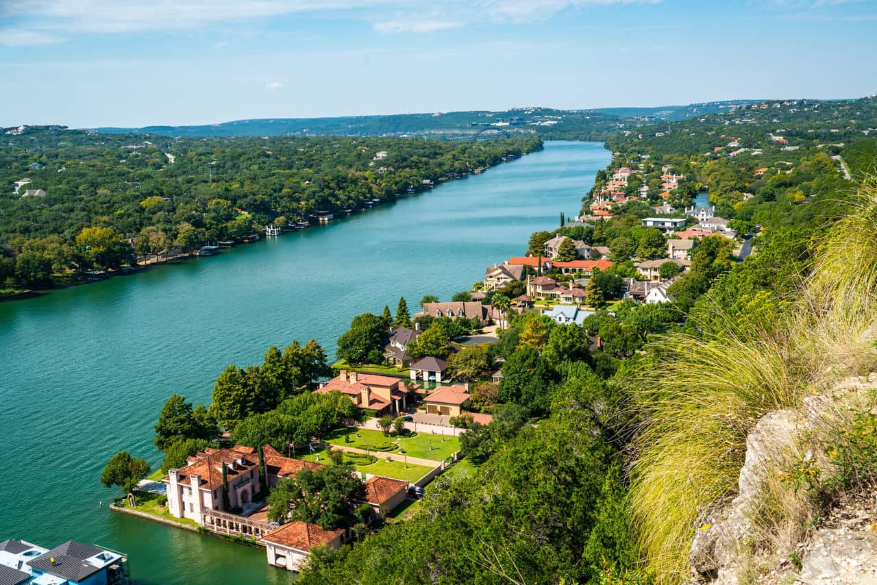Aerial view of Westlake/The Ranches neighborhood in Texas