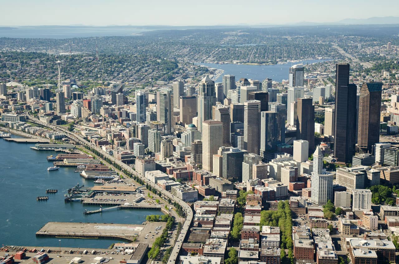 Seattle waterfront during the summer