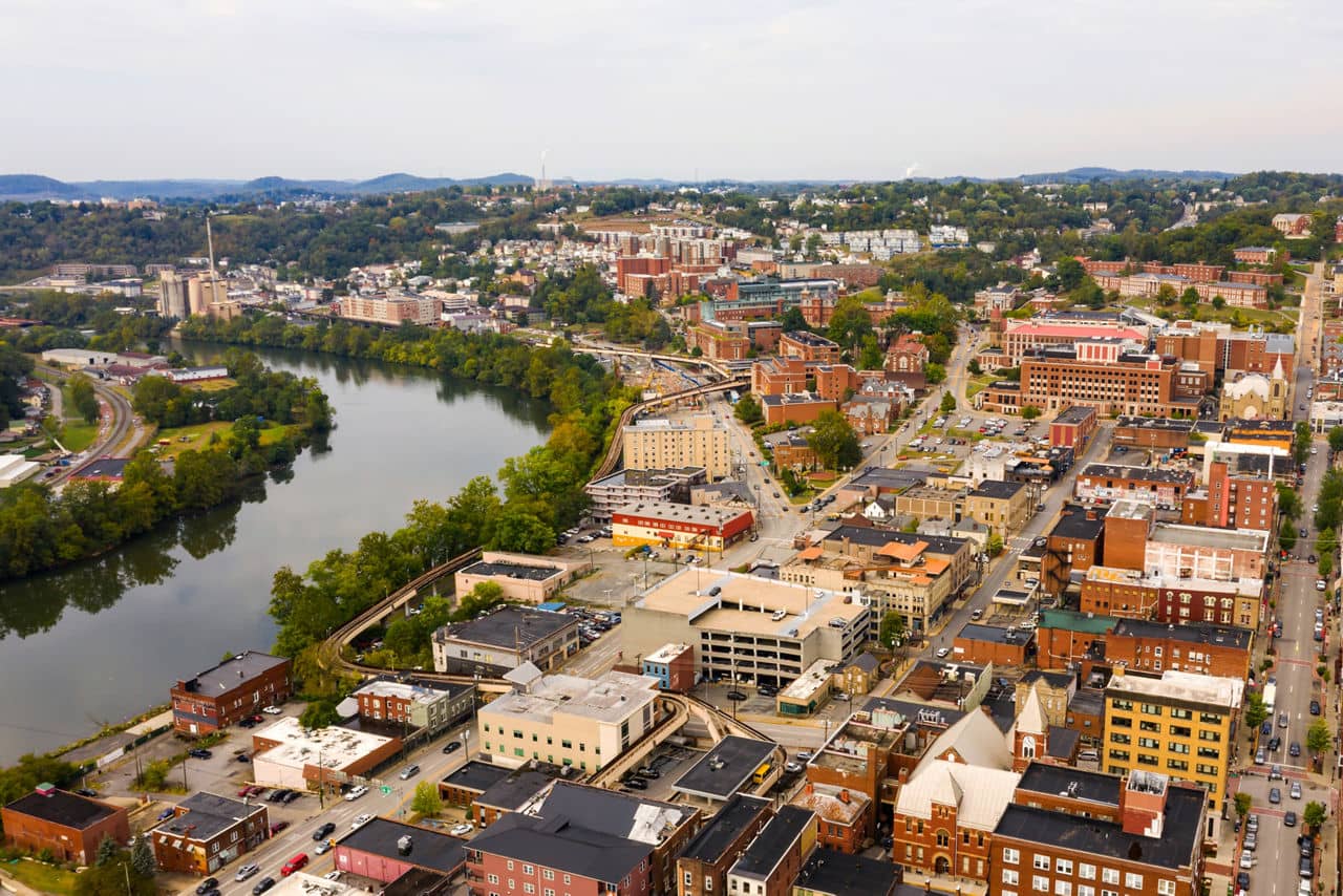 The fabled Monongahela River flows between Morgantown  and Westover WV
