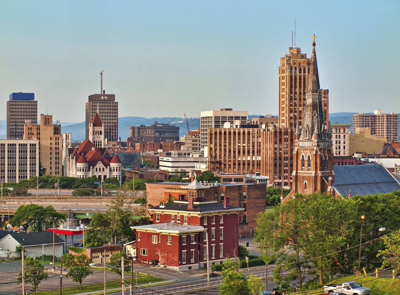view of Syracuse, New York in the morning in summertime